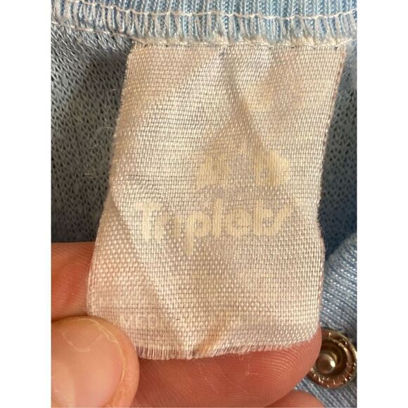 Vintage 80s Triplets Soft Terry Cloth Blue/White Baby Sleeper Pajama Infant Baby - Picture 5 of 5